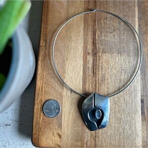 Silver and Black Pendant Necklace/Brooch